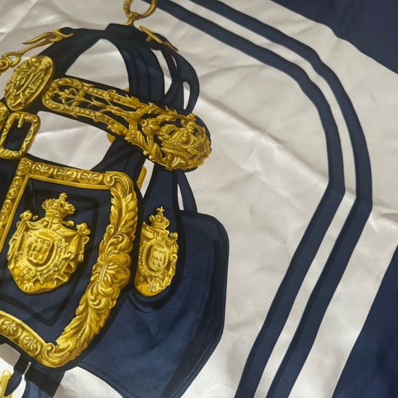 Hermès NAVY & WHITE 'BRIDES DE GALA' SILK SCARF 90 - Picture 5 of 7